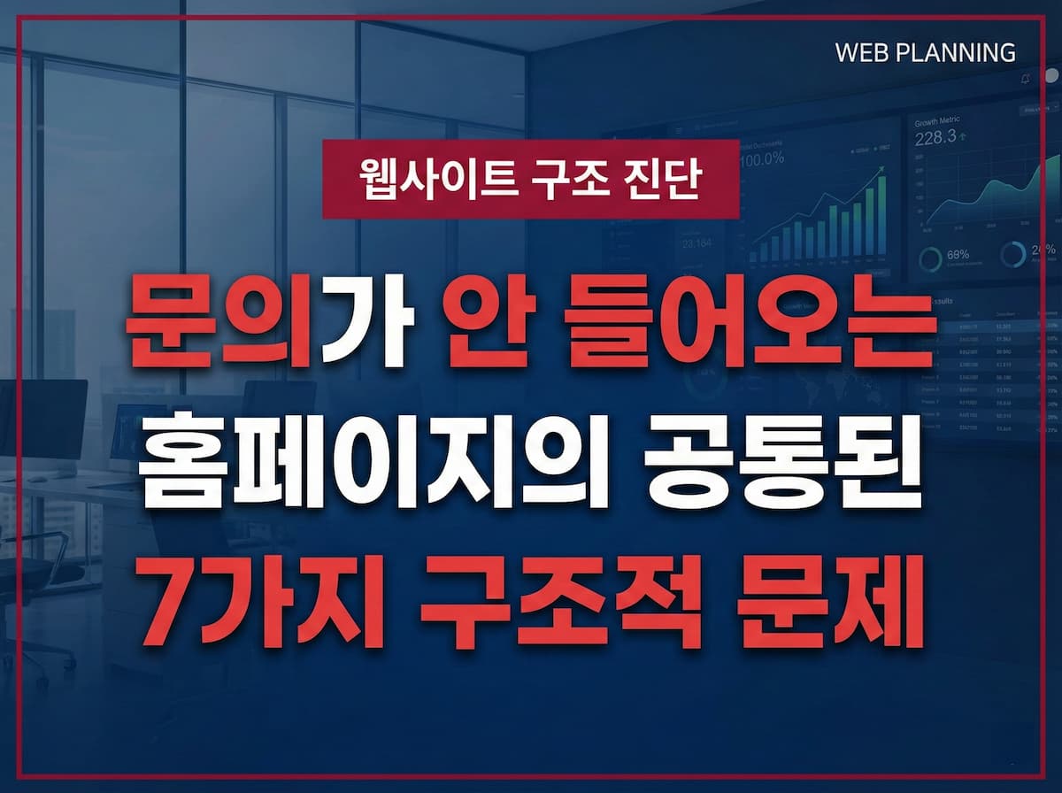 문의가 안 들어오는 홈페이지의 공통된 7가지 구조적 문제와 웹사이트 구조 진단 가이드 - WEB PLANNING 블로그 썸네일